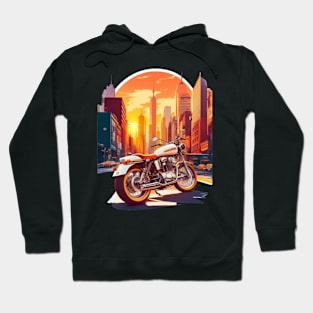 Retro Motorcycle T-Shirt Design Featuring New York City Street Hoodie